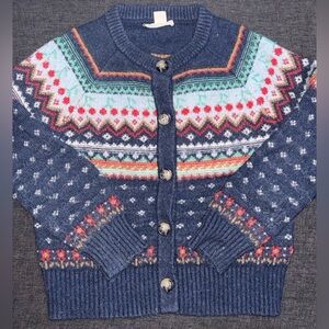 J. Crew Girls Cherry Fair Isle Cardigan Sweater